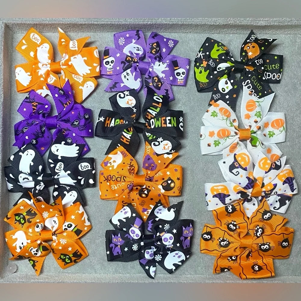 🕸️Halloween Spooky Cute Ghosts Spiders Pumpkin Hair Bows